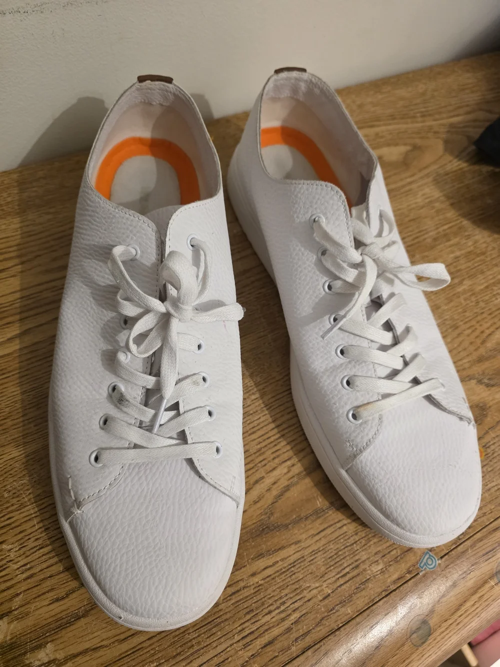 Men's White Leather Lace-Up Sneakers